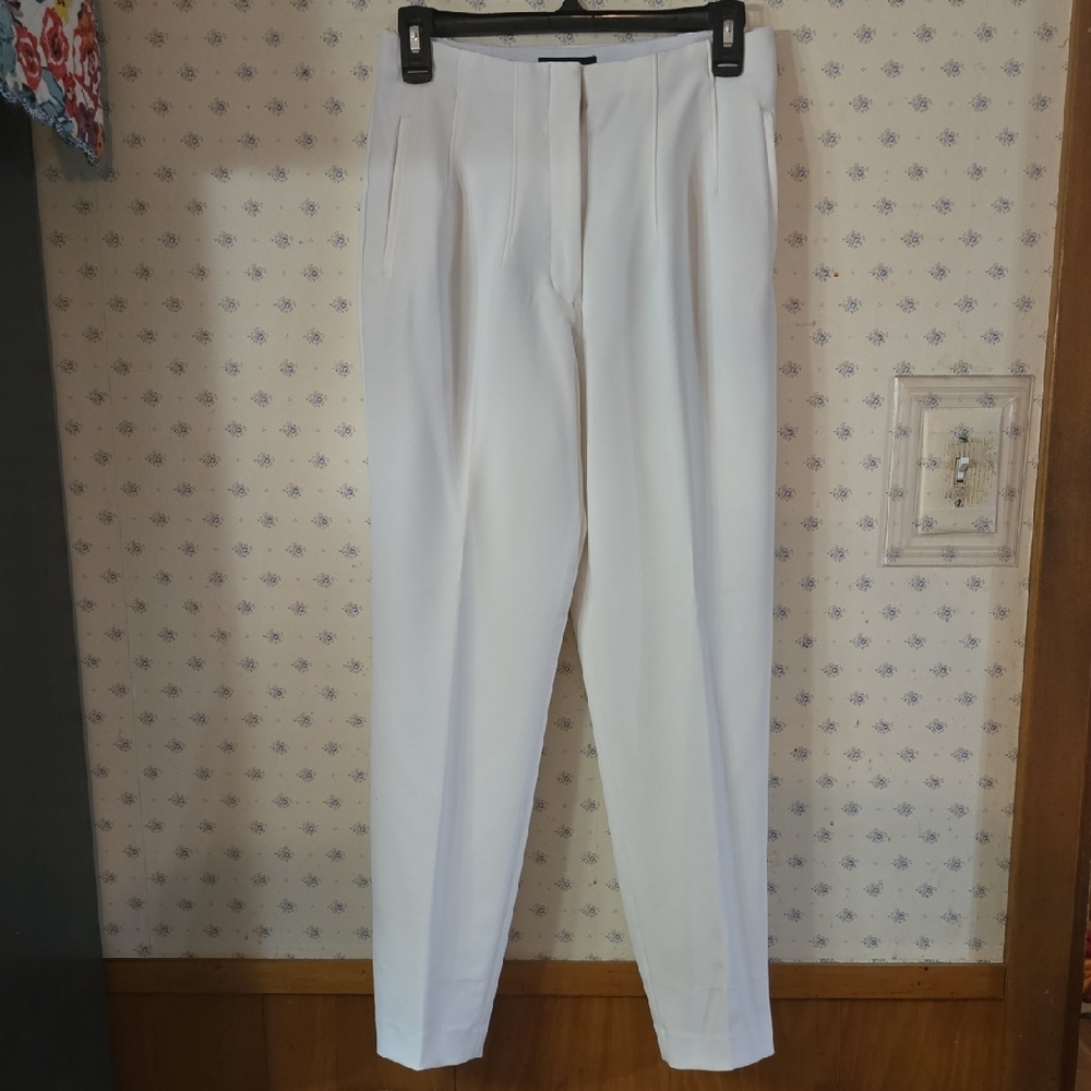 Express White Dress Pants Straight-Leg Ankle Stretch